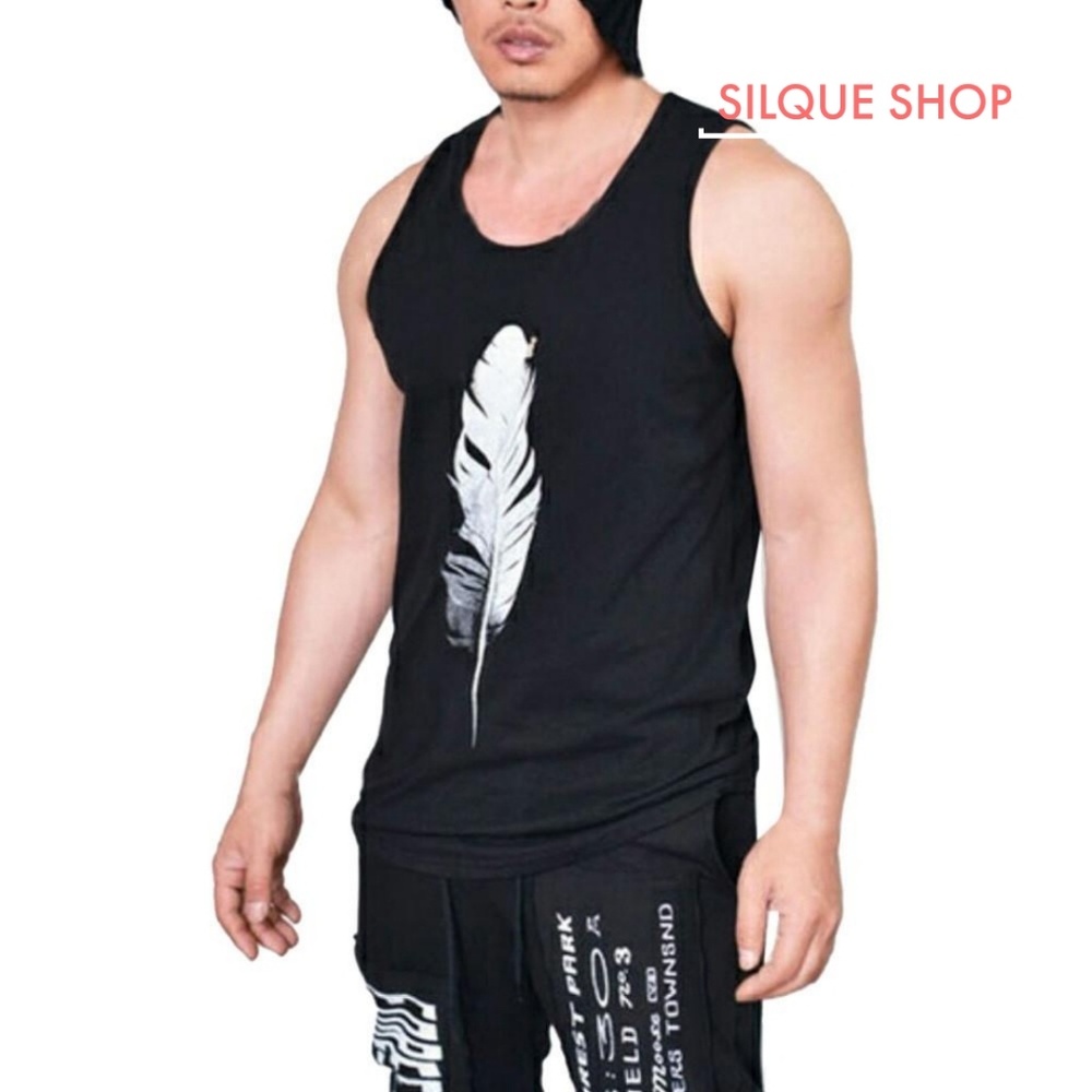 Aves Feather Muscle Tank by SILQUE